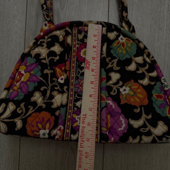 Vera Bradley Women's Satchel Bag Eloise Suzani Floral Black Quilted Kiss Lock - Picture 7 of 9
